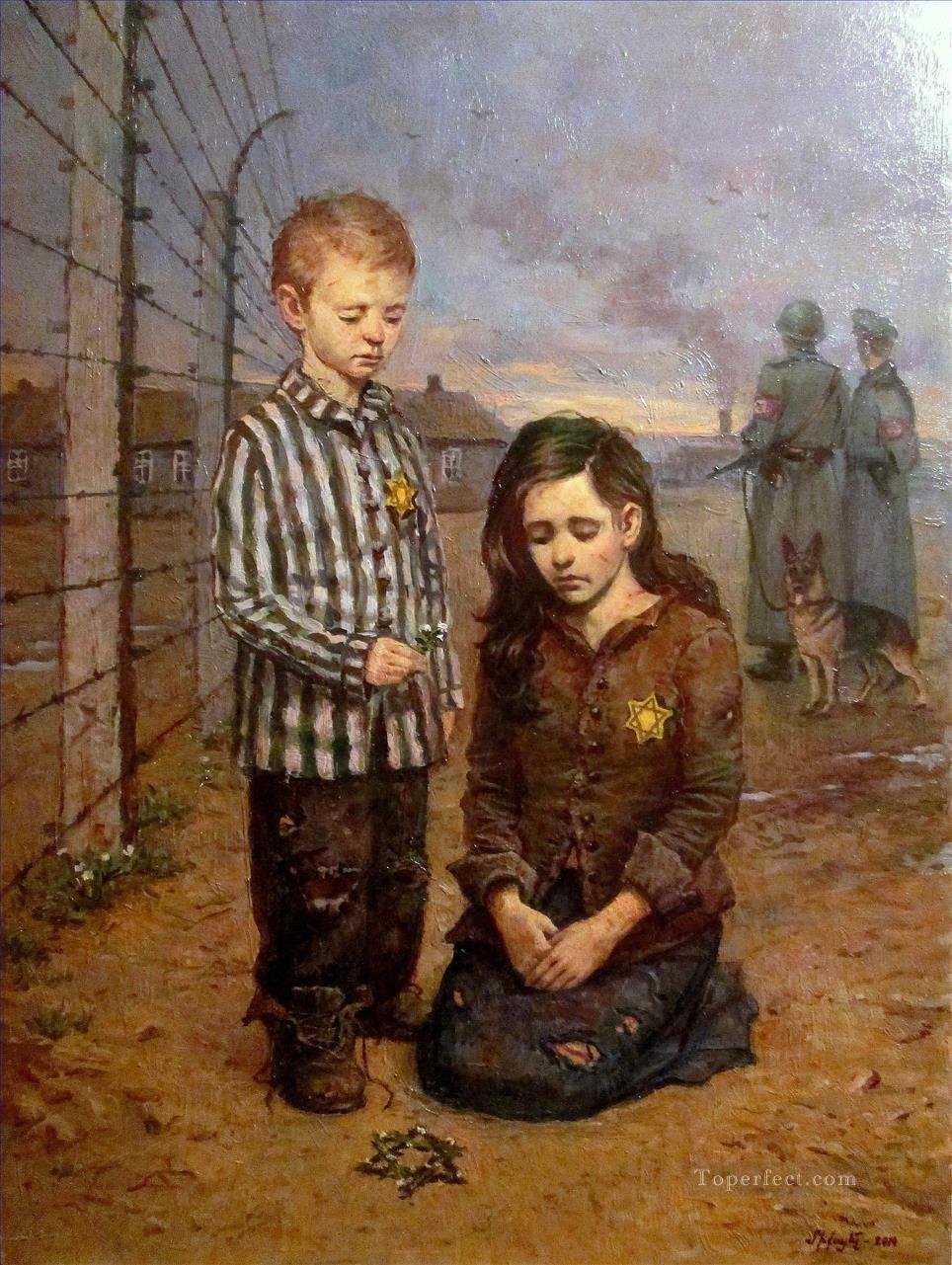 Holocaust broken childhood Jewish Oil Paintings